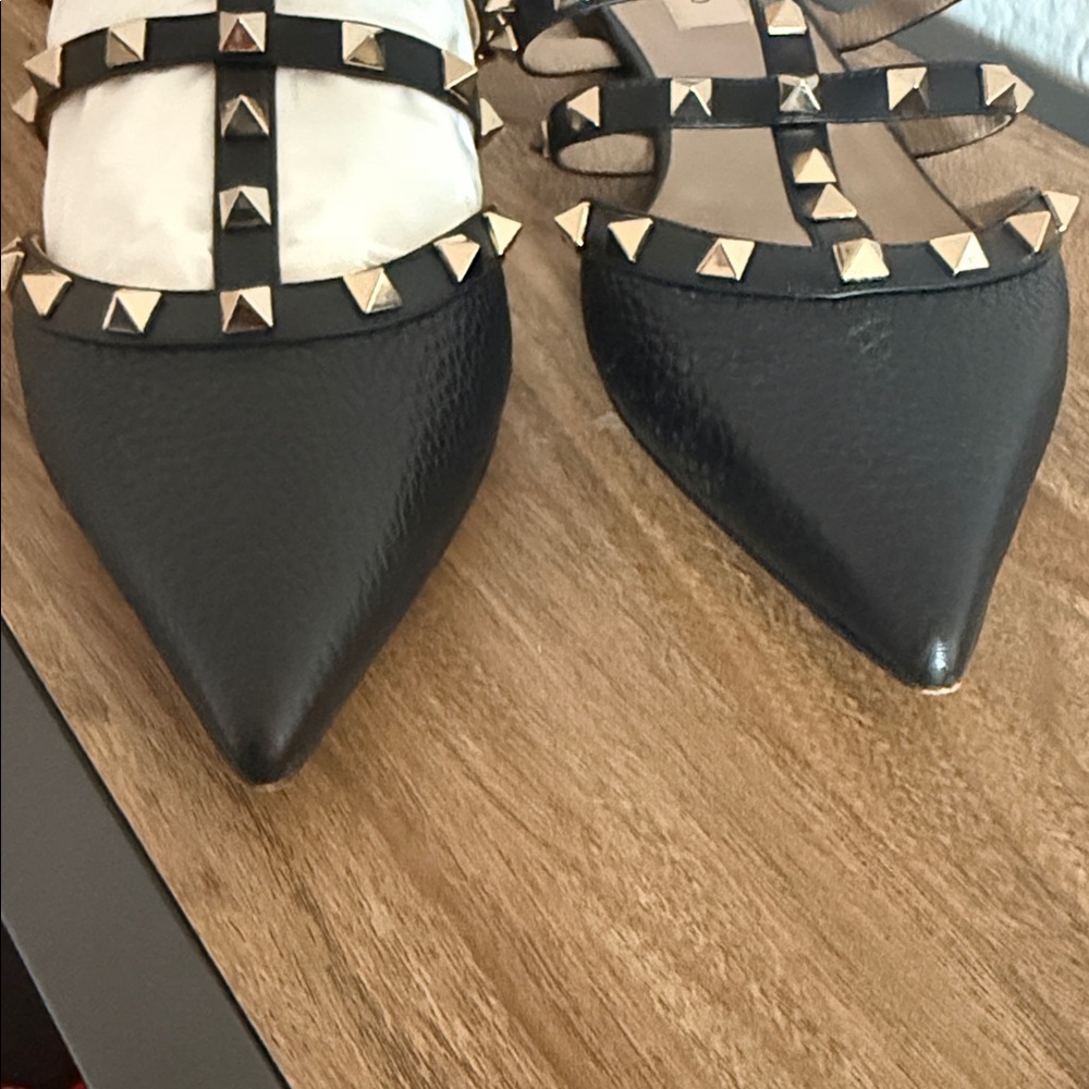 Valentino Black and Gold Studded Mules - Picture 11 of 13